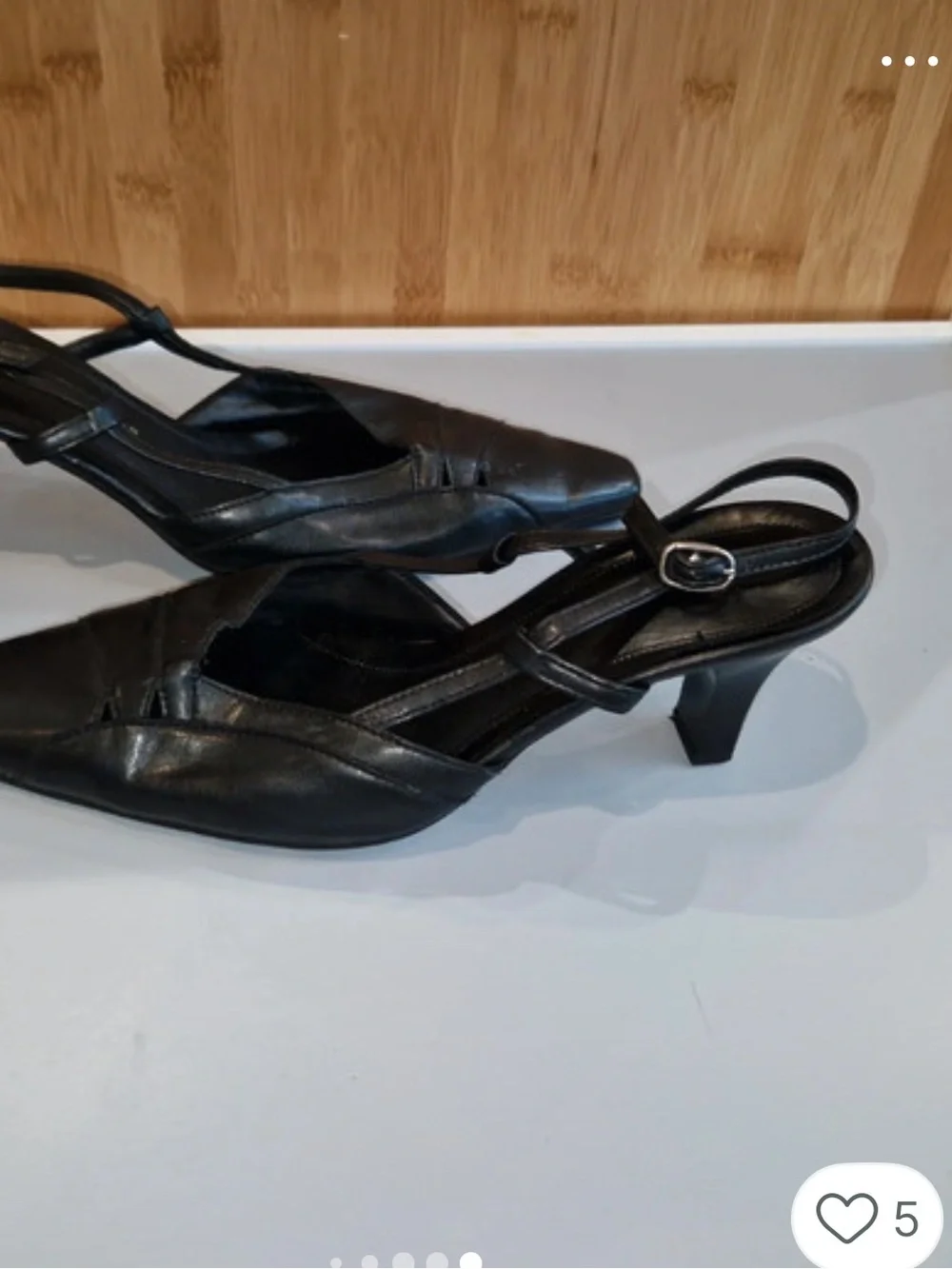 Gabor Black Pointed Slingback Loafers